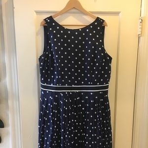 Talbots Woman Navy with white polk-a-dot dress